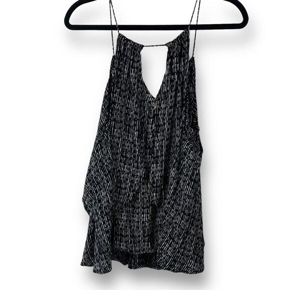 O'Neill Women's Size M Draped Layered Wrap Tank Black White Stripe Print - Picture 2 of 8
